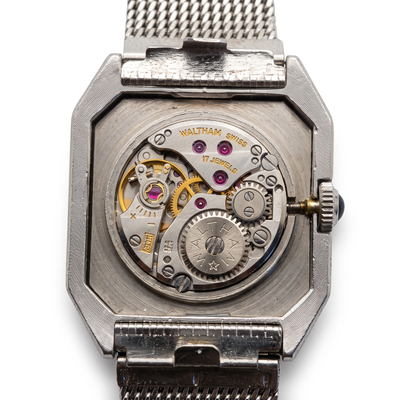Waltham L.Maxim 24 x 28mm Cadran "Oeil de Tigre" Bracelet Maille, Mécanique