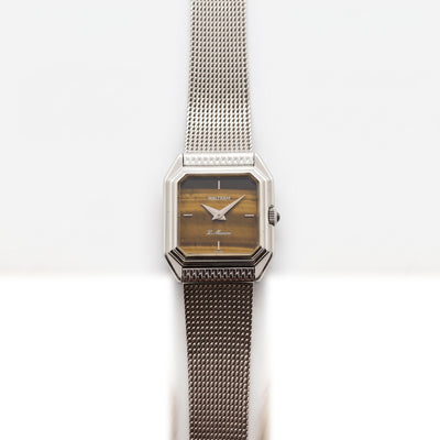 Waltham L.Maxim 24 x 28mm Cadran "Oeil de Tigre" Bracelet Maille, Mécanique